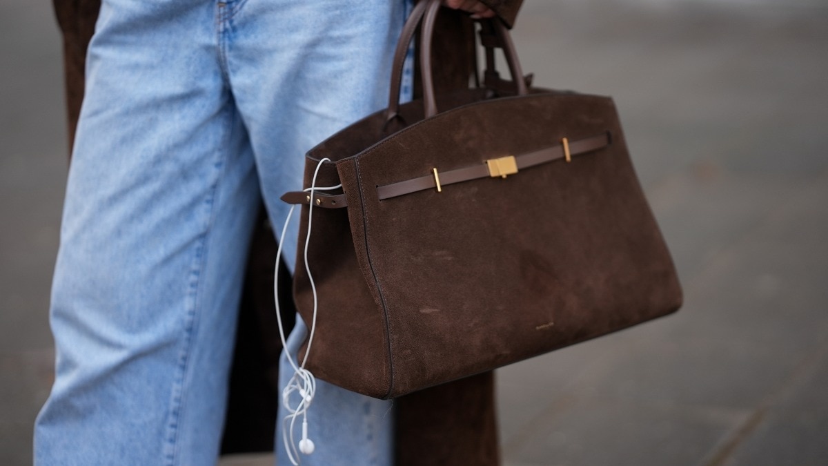 Brown suede bags are officially the it-girl accessory of the season
