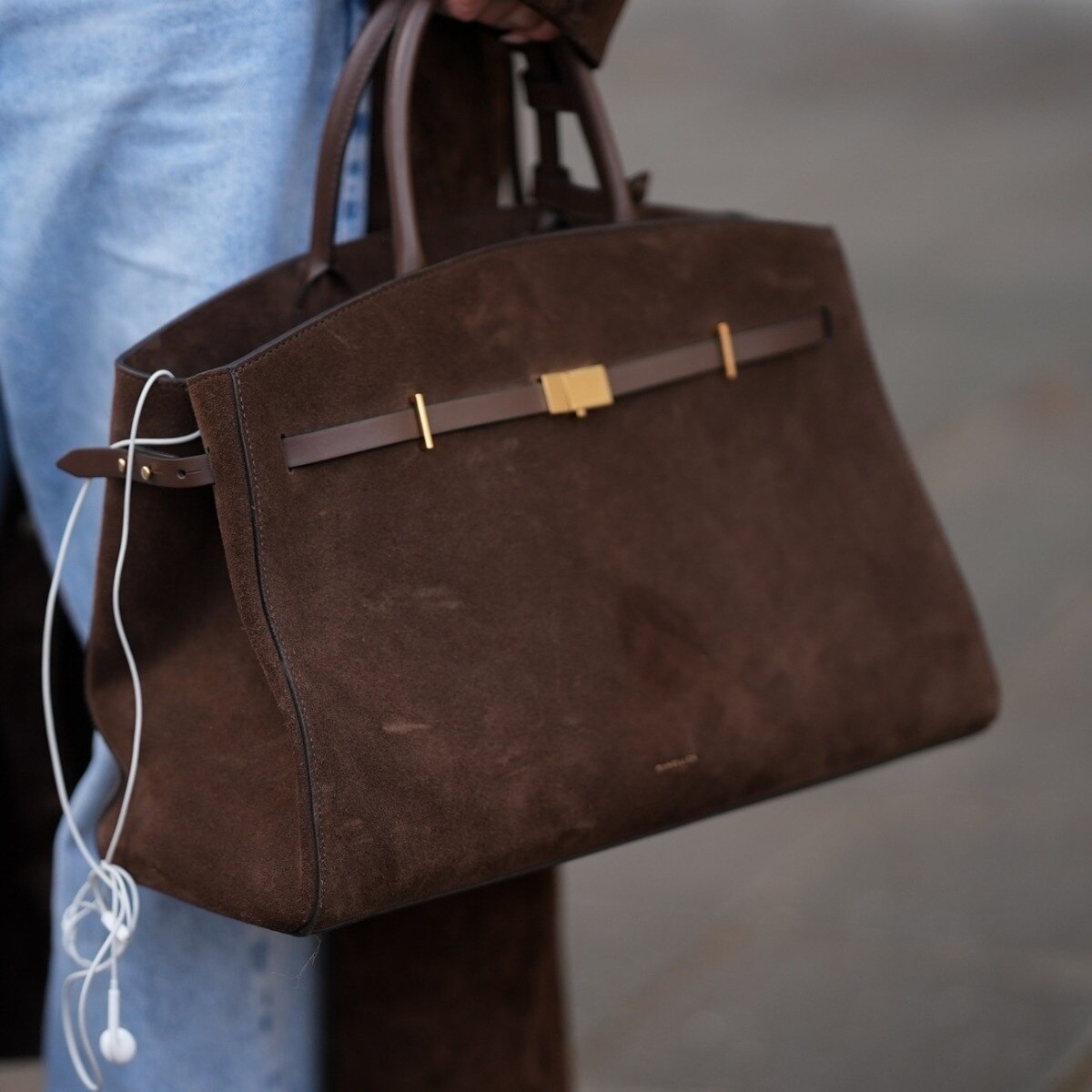 Brown suede bags are officially the it-girl accessory of the season