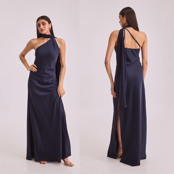 Project Tête-à-Tête Blue Maxi Dress with Scarf Style, ₹4,750