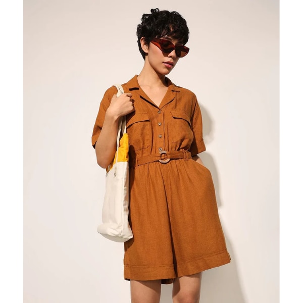 Only Brown Linen Blend Playsuit, ₹3,999 