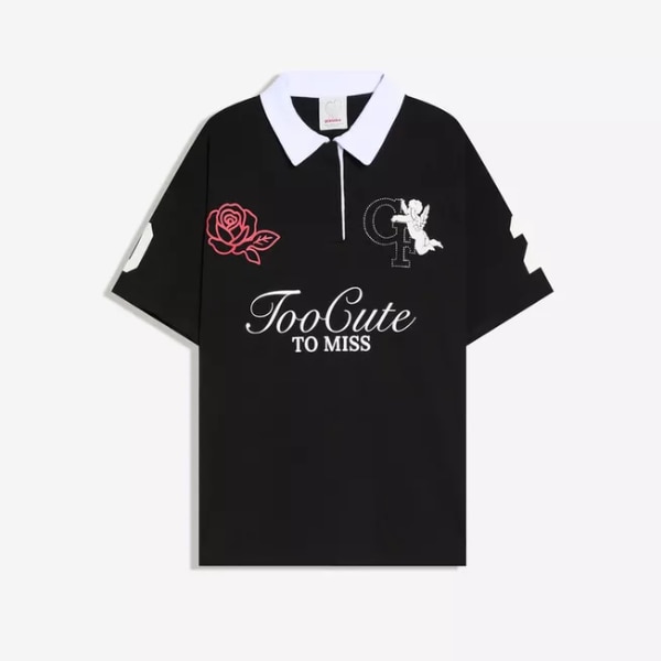 Bershka Polo Collar T-shirt With Rhinestone Print, ₹2,350
