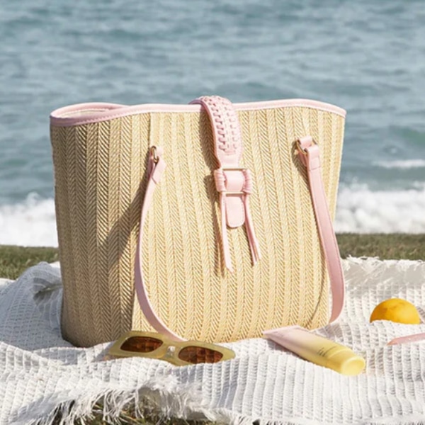 Ecosusi Marina Raffia Tote Bag-Pink, ₹5,199