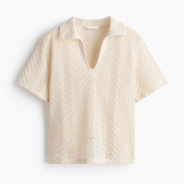 H&M Crochet-Look Polo Shirt, ₹1,499
