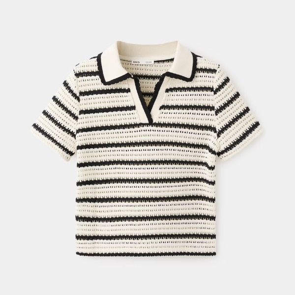 Mango Striped Crochet Polo, ₹3,299