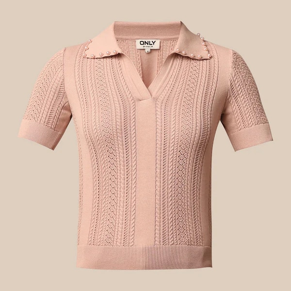 Only Pink Pointelle Polo, ₹2,799