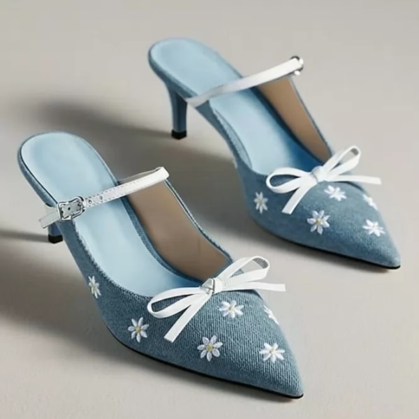 Street Style Store Blue The Daisy Denim Heels, ₹2,999