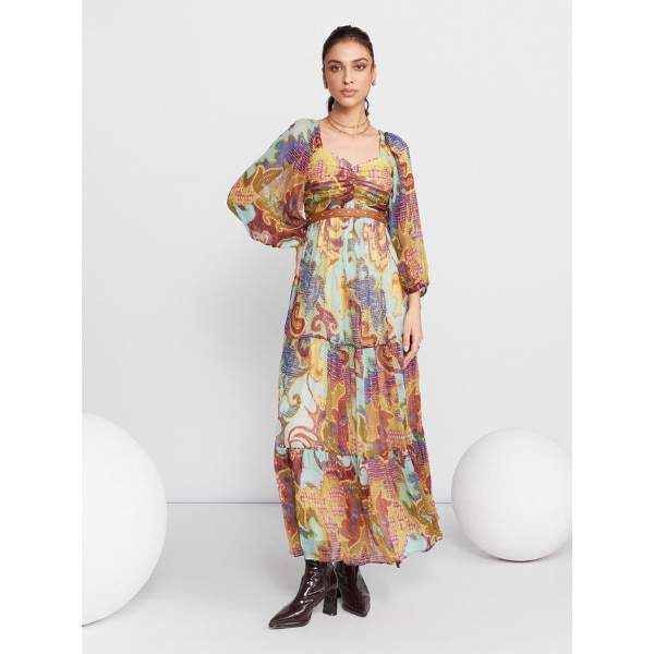 Label Ritu Kumar Ecru Multi Francis Long Dress, ₹8,500