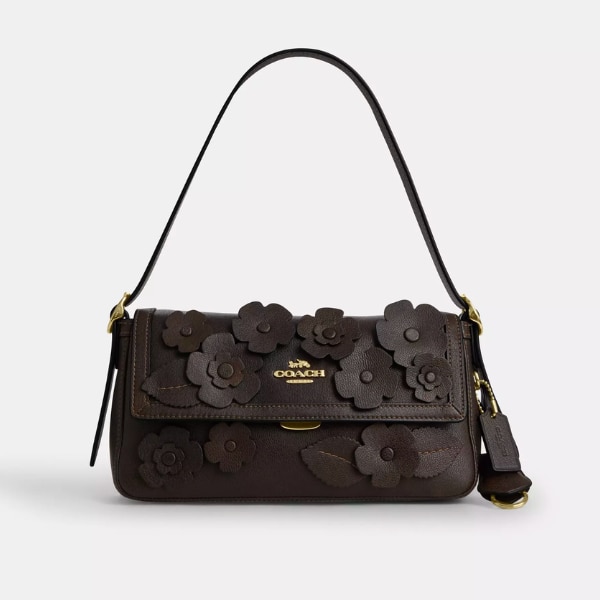 Coach, Etta Small Flap Shoulder Bag with Floral Applique, ₹18,944
