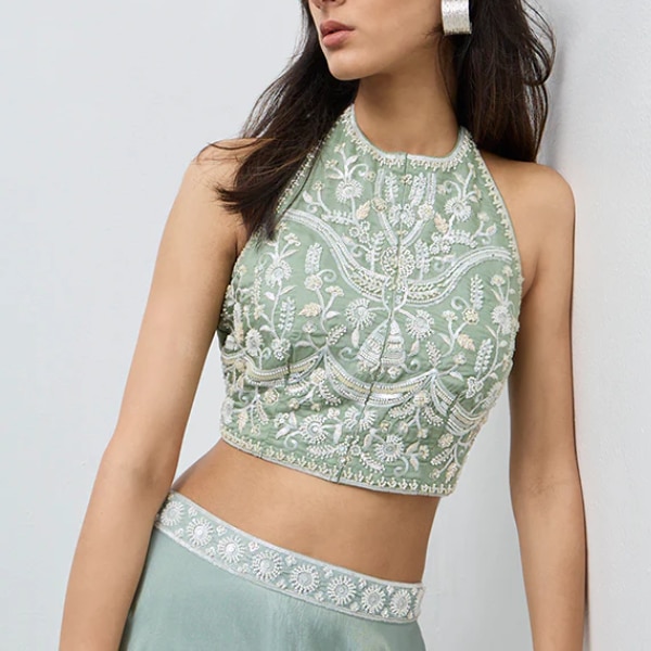 Westside Vark Mint Embellished Halter-Neck Top, ₹1,999