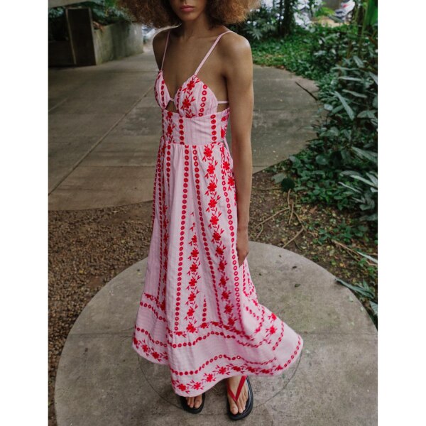 Zara Midi Dress With Cutwork Embroidery, ₹5,950