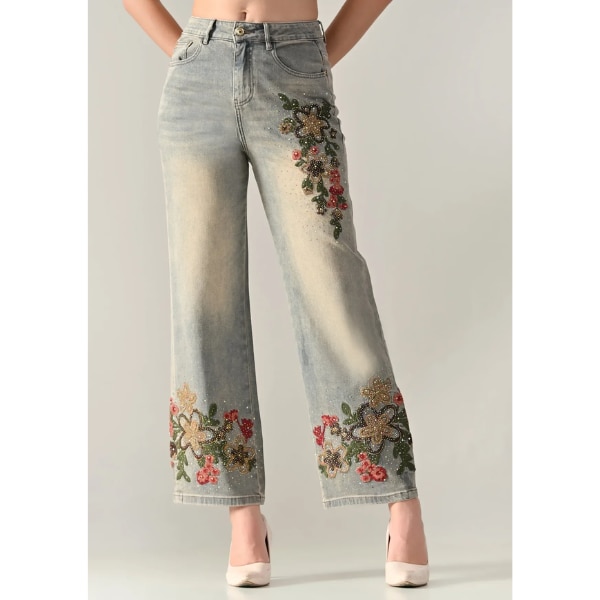 Anny Rhinestone Embroidered Jeans, ₹5,999