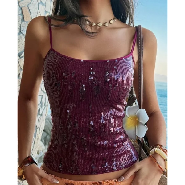 NEWME Wine Sequined Scoop Neck Top, ₹1,349
