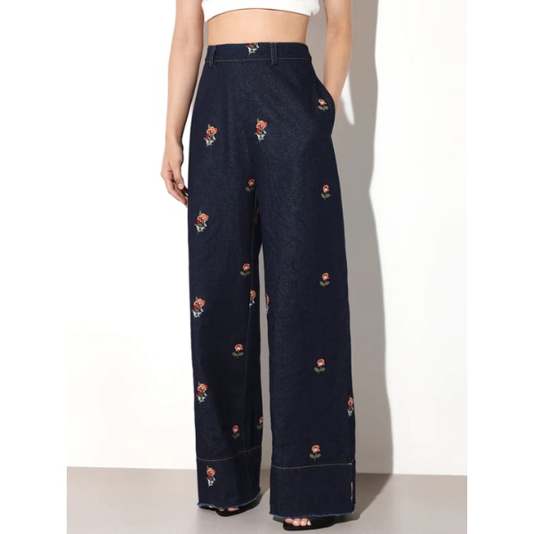 Only Floral Embroidered Wide Leg Jeans, ₹4,799