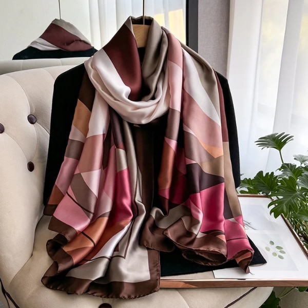 Rosewood Abstract Geometric Imitation Silk Stole, ₹1,599