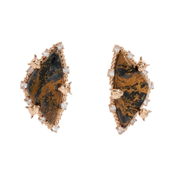  Outhouse Trinity of Leopards Studs in Pietersite Earrings, ₹10,500
