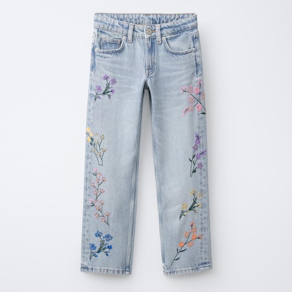 Zara Embroidered Floral Straight Jeans, ₹2,950