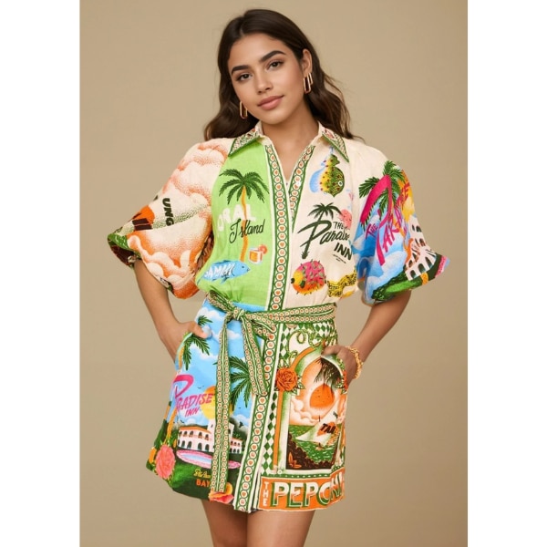 WomanLikeYou Printed Dress with Belt, ₹5,499