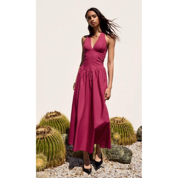 Bershka Long Halter Poplin Dress, ₹2,950