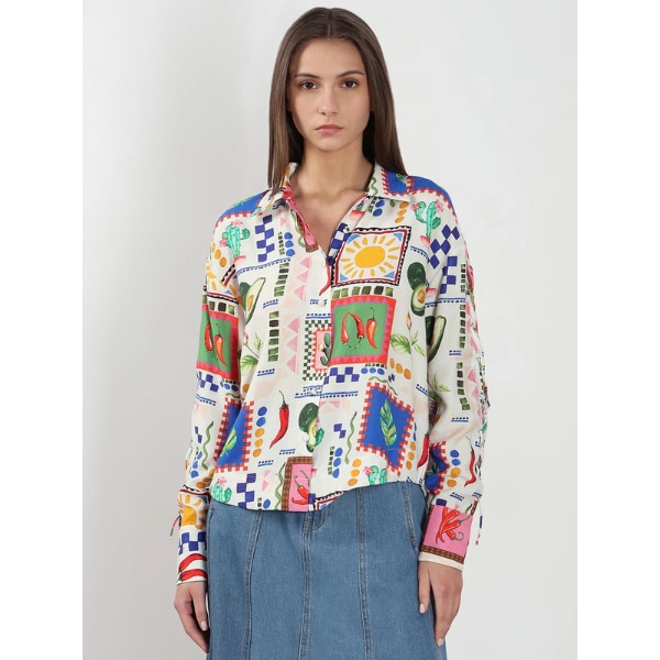 Vero Moda Ecru Printed Full Sleeves Shirt, ₹3,999