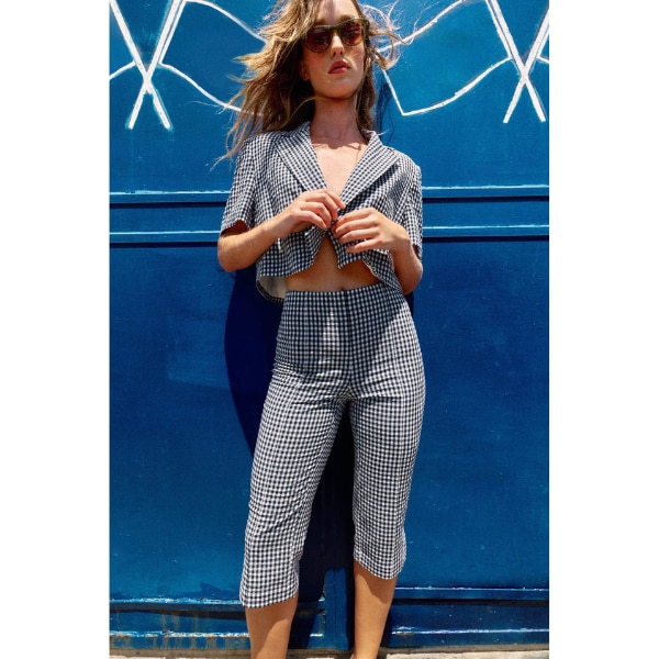 Zara Gingham Check Capri Trousers, ₹2,350