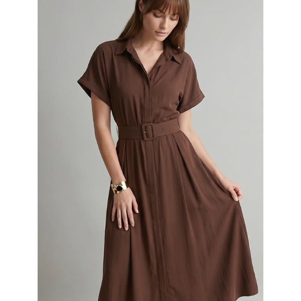 Vero Moda Dark Brown Belted Shirt Dress, ₹3,999