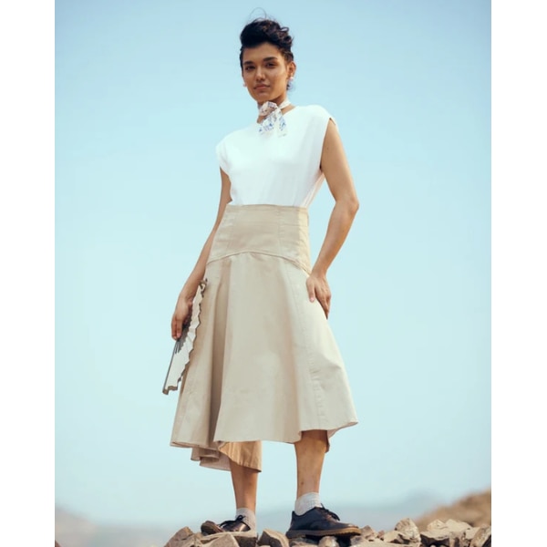 Unrush Halo Skirt in Tan, ₹5,950