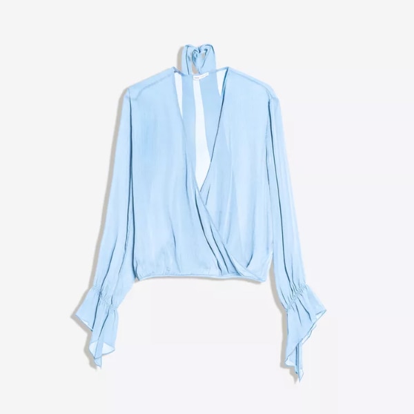 Bershka Long Sleeve Crossover Scarf Blouse, ₹2,050
