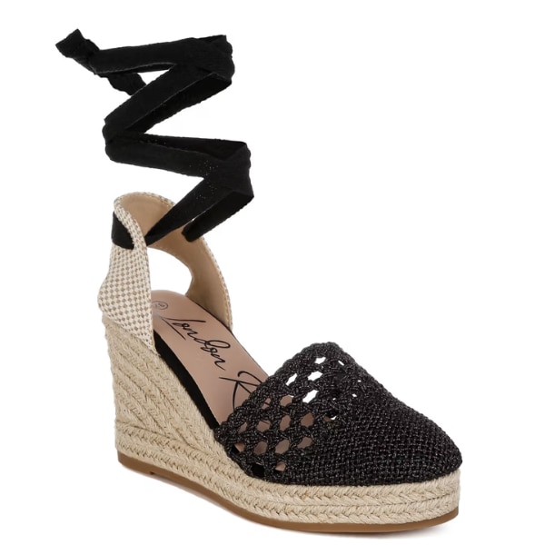 London Rag Women Black Woven Lace-Ups Espadrille Shoes, ₹5,899