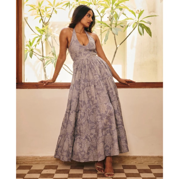 Old Marigold Jodhpur Blue Halter Maxi Dress, ₹7,560