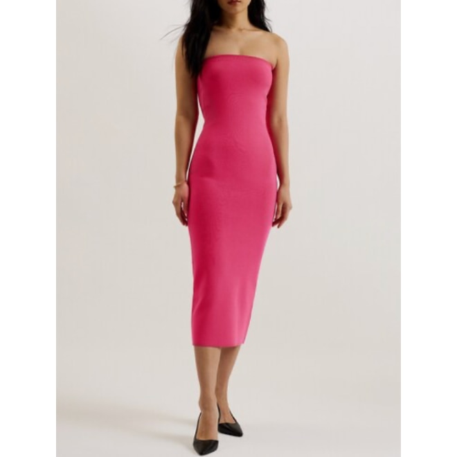 Ted Baker Women Pink Knitted Bardot Midi Dress, ₹10,250