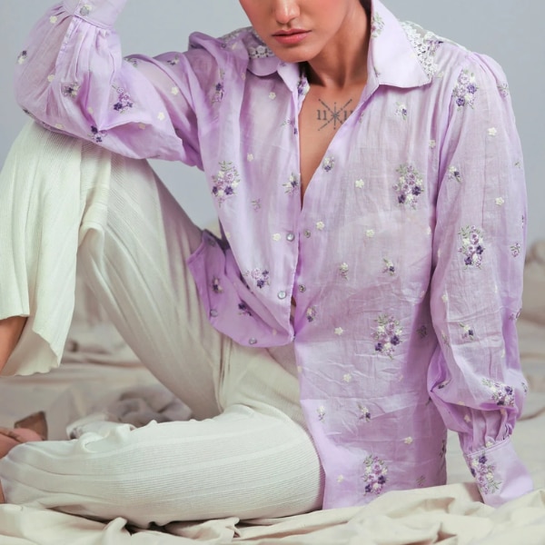 66 Aura Lilac Lagoon Oversized Shirt, ₹3,550