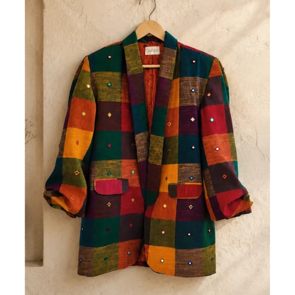 Gulaal Mosaic Check Mirror Embroidered Boyfriend Blazer-Reserve Yours, ₹4,500