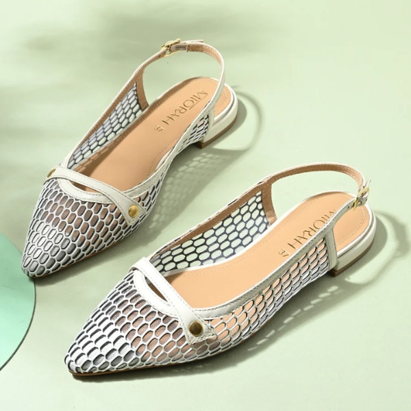 The Heels India Aloha Premium Leather Mesh Pointed Ballerinas, ₹6,399