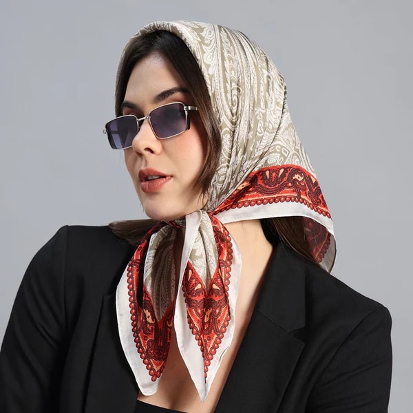 Tossido Brown Paisley Short Scarf, ₹2,299