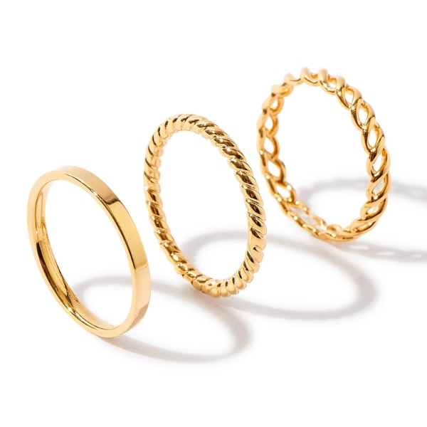 Accessorize London Real Gold Plated 3 Pack Band Stacking Rings, ₹2,995