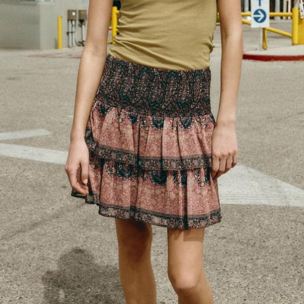 Zara Smocked Printed Mini Skirt, ₹2,550
