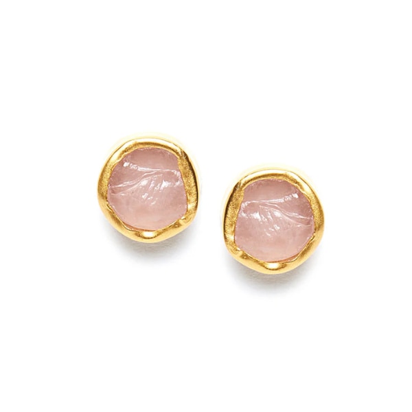 Zariin The Spirited Gold Stud Earrings with Rose Quartz, ₹3,999