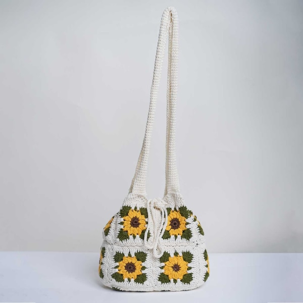 Zwende Handmade Crochet Sunflower Design Cotton Handbag, ₹1,749