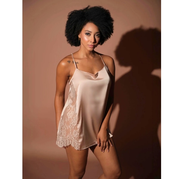 Mysthelle Champagne Cami Dress with Lace Sides, ₹3,199
