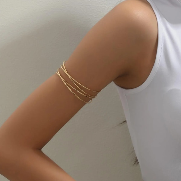 Gold Arm Cuff Bracelet: Minimalist Boho Body Chain, ₹ 4,898 approx.