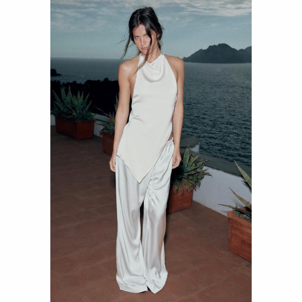 Zara Satin Trousers With Drawstrings, ₹2,550