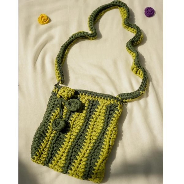 Suta Cotton Crochet Moss Green Bag, ₹3,875