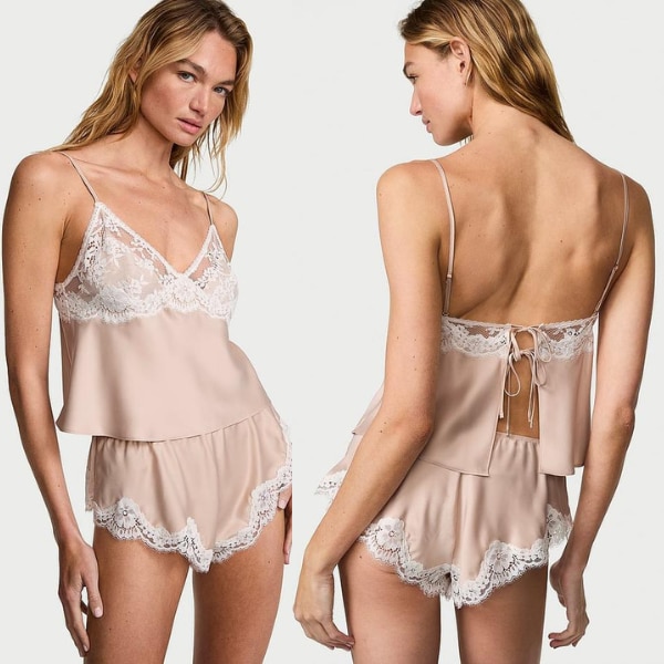 Victoria's Secret Dream Angels Satin Lace-Trim Cami & Flutter Shorts Set, ₹11,269