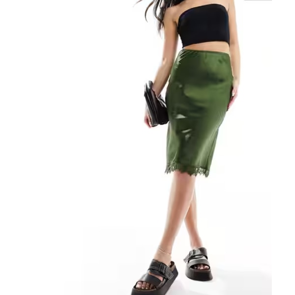 Asos Design Women Midi Skirt with Lace Trim, ₹3,686 