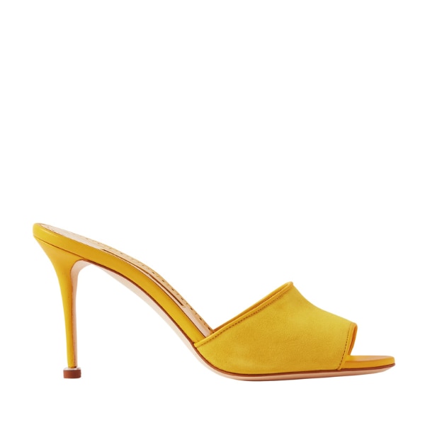 Manolo Blahnik Larache 90 Suede Mules, ₹89,815 approx.