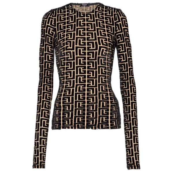 Balmain Monogrammed Velvet Top, ₹79,169 approx.