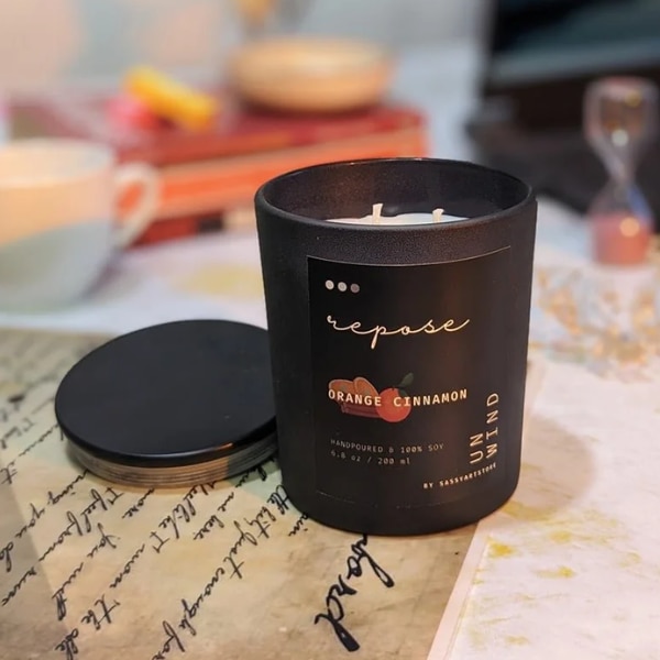 Brown Living Repose Black Orange Cinnamon Aroma Candle, ₹950