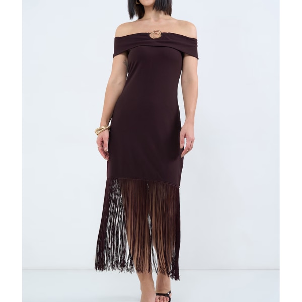 Pantaloons Honey Wine Slim Fit Fringed Dress, ₹2,399