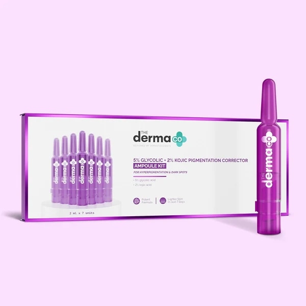 The Derma Co 5% Glycolic + 2% Kojic Pigmentation Corrector Ampoule Kit,  ₹1,399