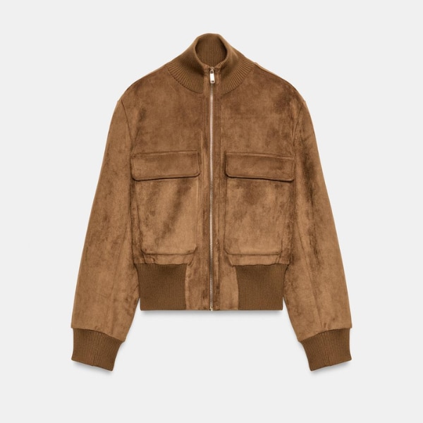 Zara Faux Suede Bomber Jacket, ₹4,350